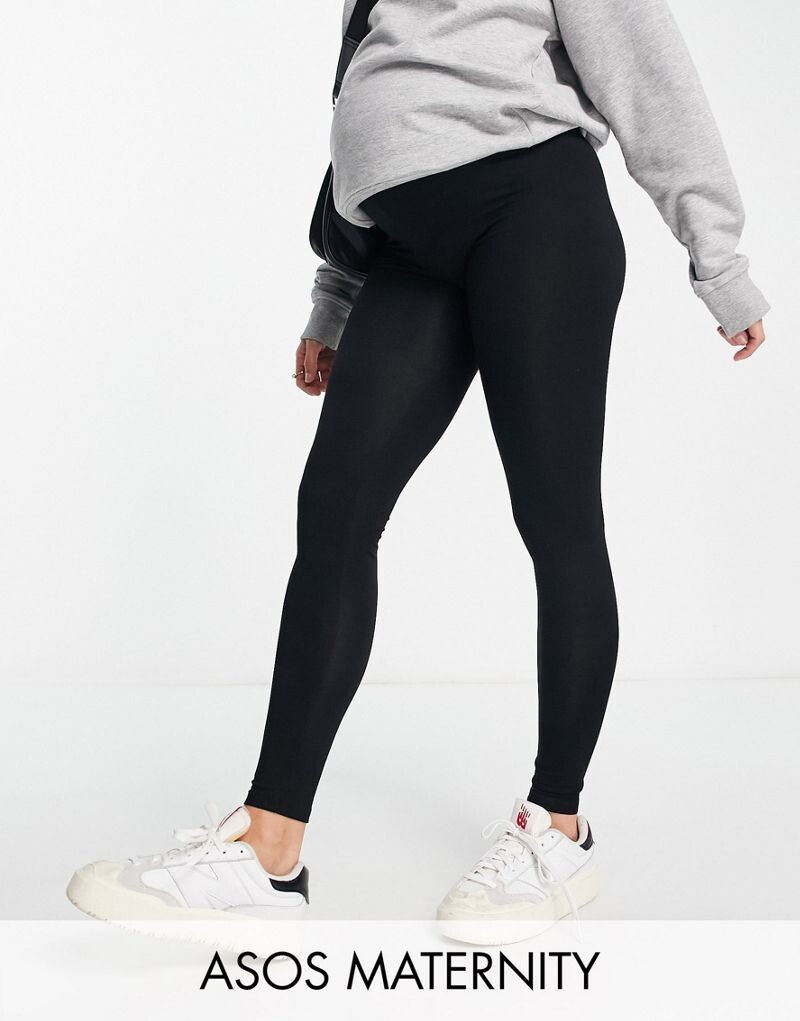 

Черные леггинсы в рубчик с ремешком ASOS DESIGN Maternity