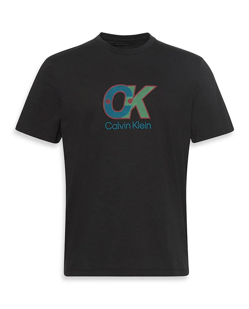 

Мужская футболка с нанесенным логотипом Calvin Klein, черный