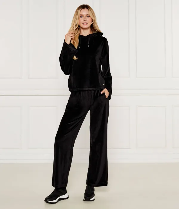 Бархатные спортивные штаны Flare fit Boss, черный — фото 2