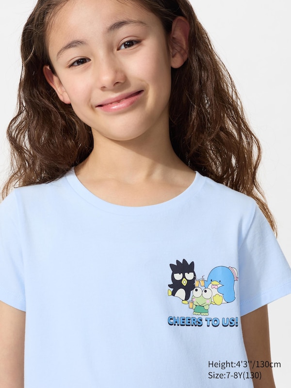 

Укороченная футболка с графическими персонажами Sanrio Uniqlo, синий