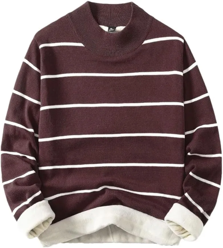 

Мужской полосатый вязаный пуловер с круглым вырезом