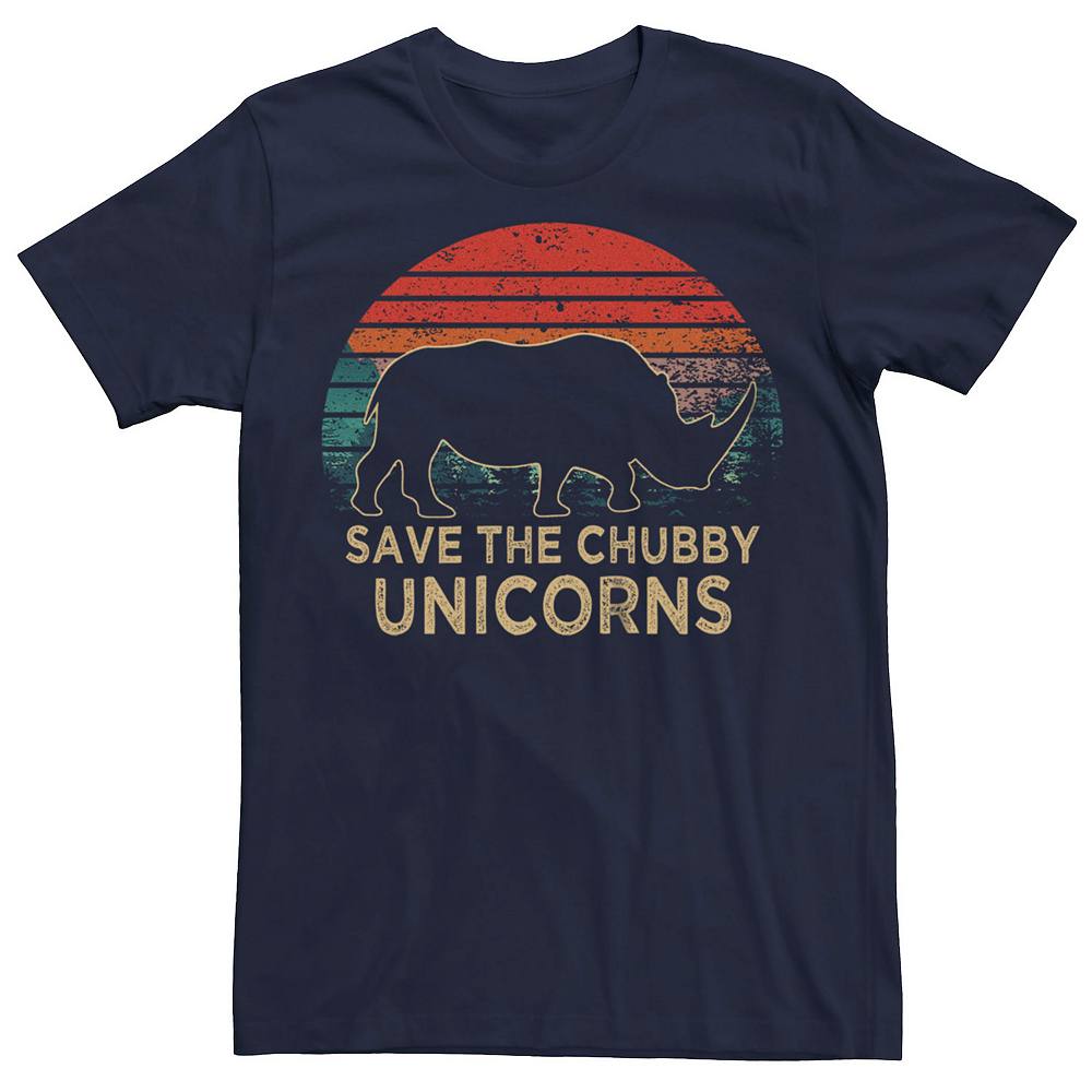 

Мужская футболка с рисунком Rhino Save The Chubby Unicorns Licensed Character, темно-синий