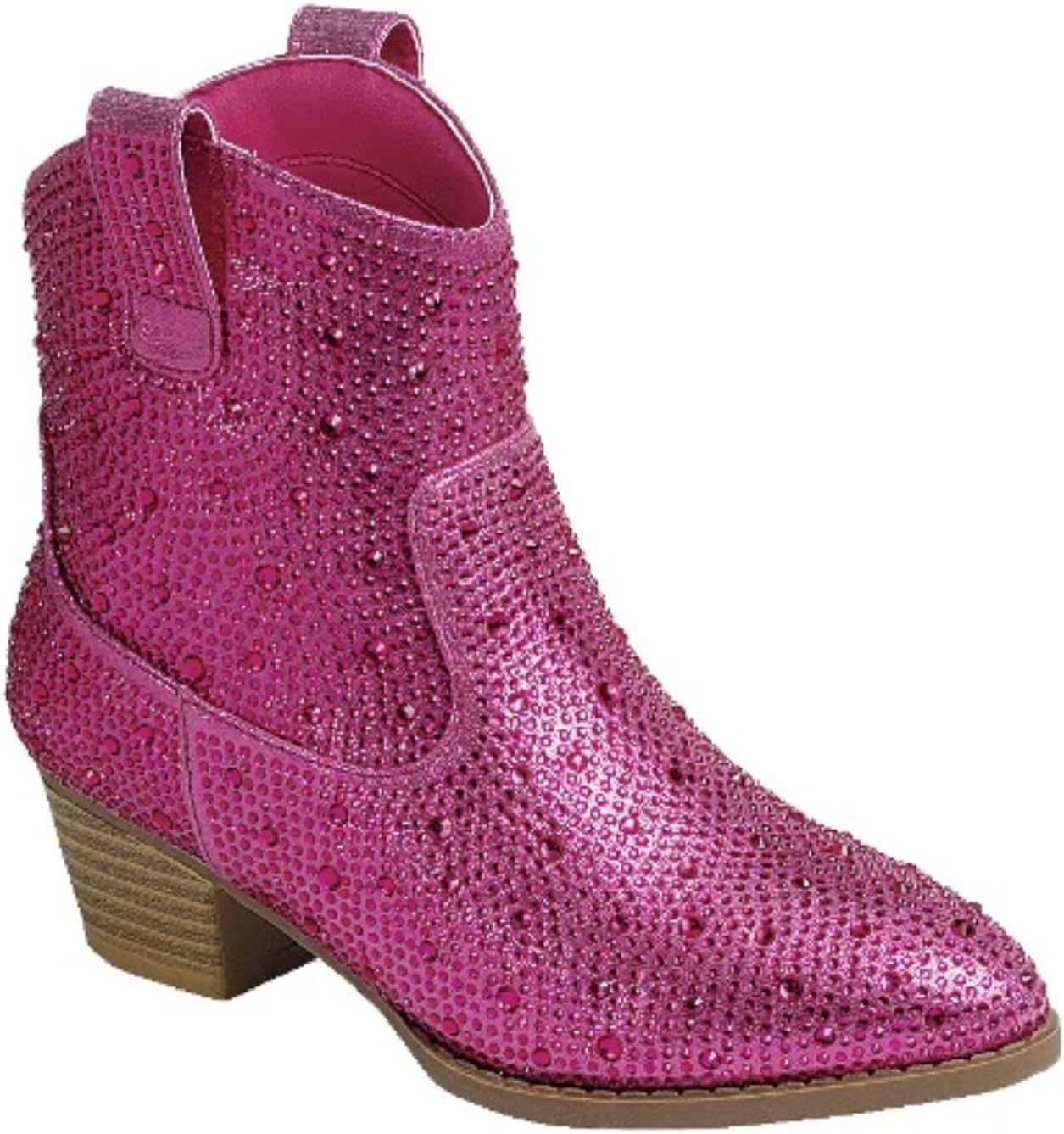 

Детские ботинки TruFox Girls Cowgirl Cowboy со стразами, низкий каблук, на щиколотку, Fuchsia