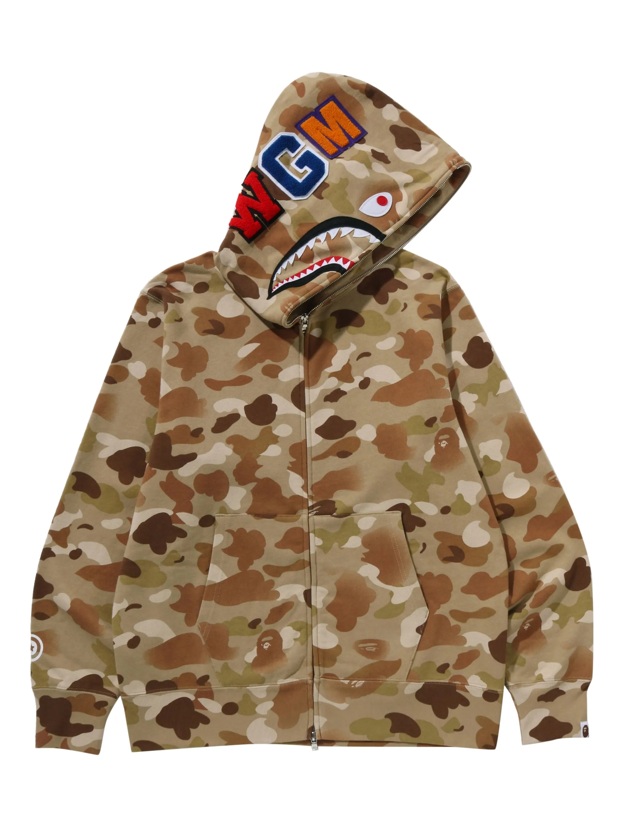 

Худи на молнии с камуфляжным узором A Bathing Ape, бежевый