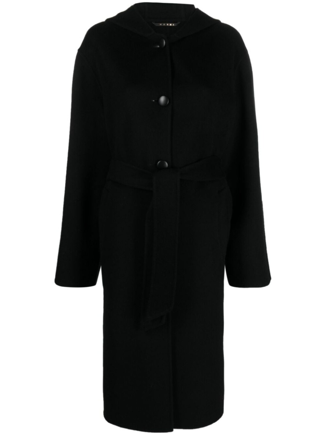 

Marni однобортное пальто с капюшоном, черный