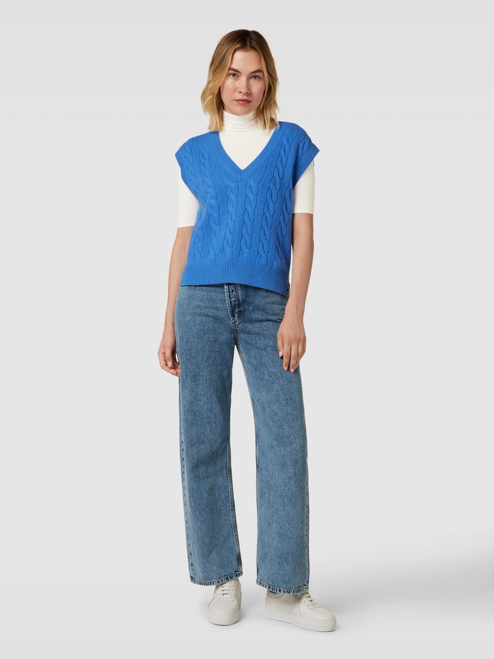

Футболка из смеси вискозы и эластана с воротником-стойкой Lauren Ralph Lauren, кремовый