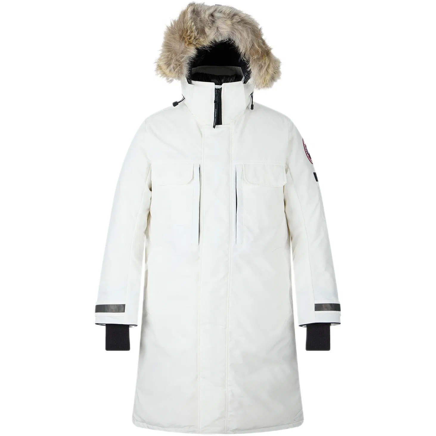 Пуховик мужской белый с капюшоном Canada Goose