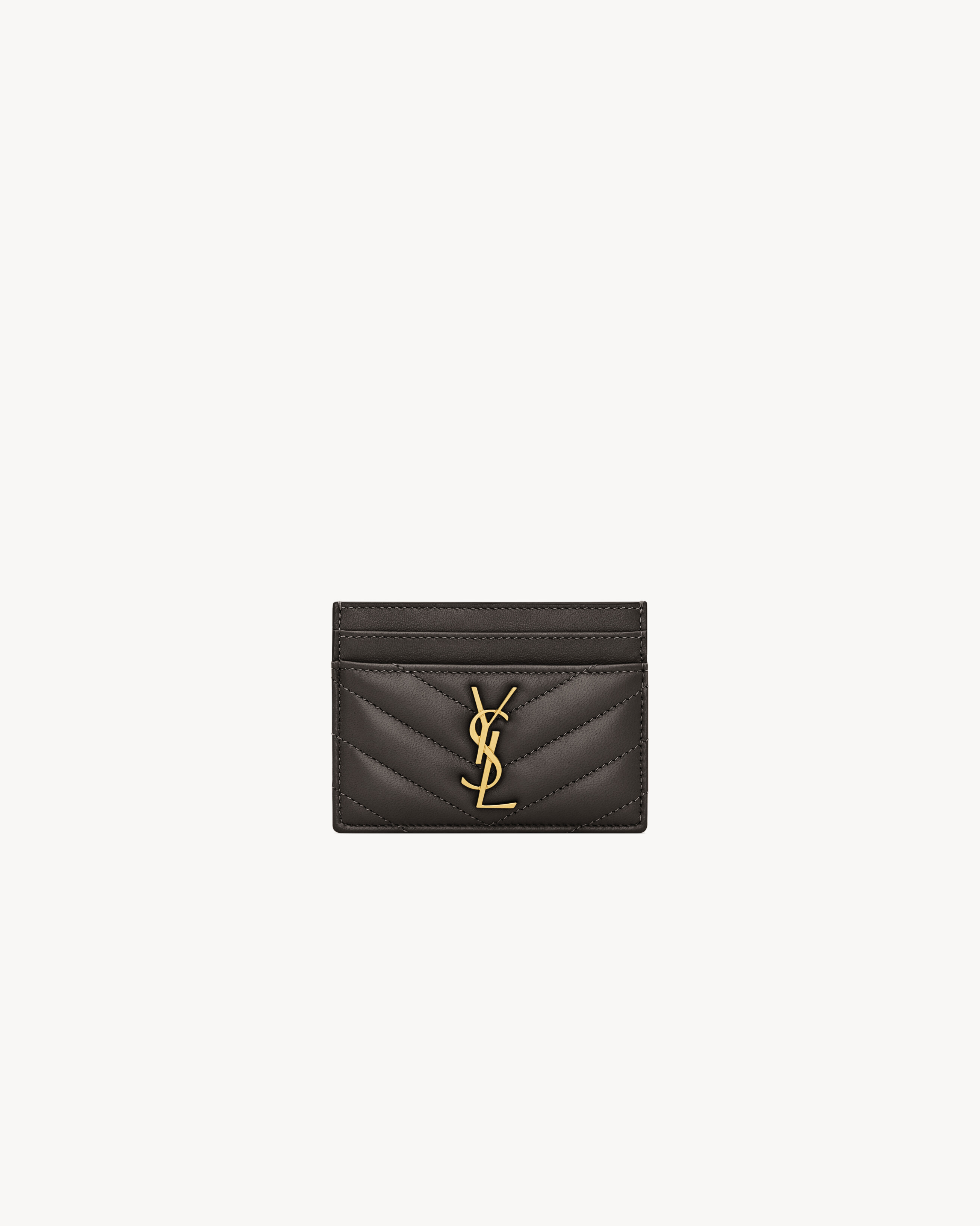 Кардхолдер CASSANDRE из ягнячьей кожи Saint Laurent, серый/серебряный