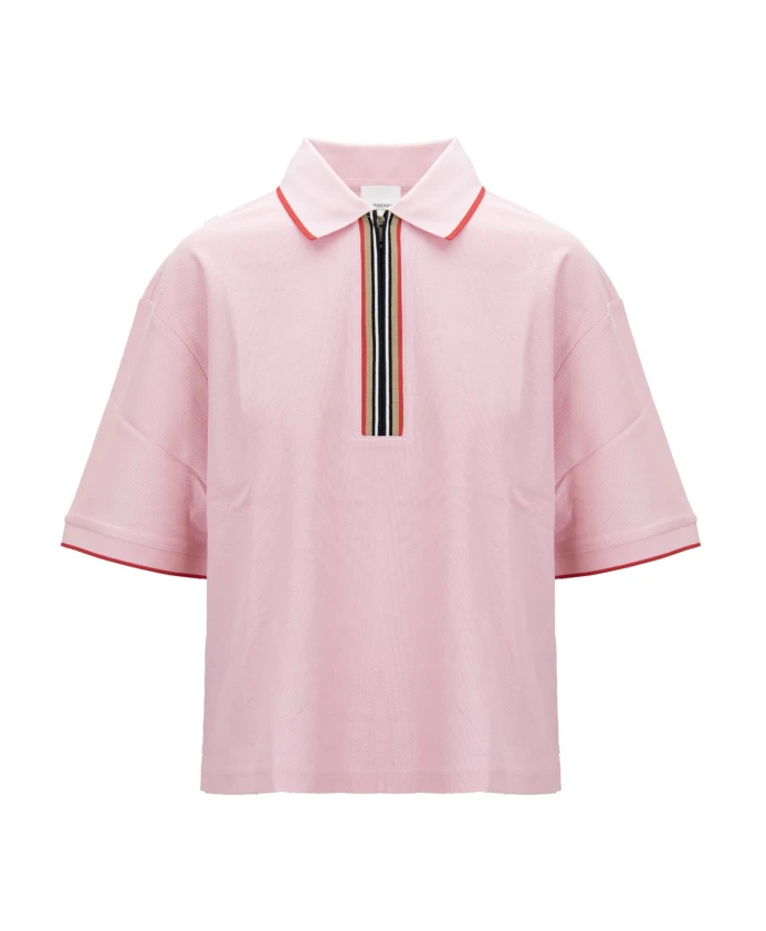 

Укороченная рубашка-поло с застежкой-молнией Burberry, розовый