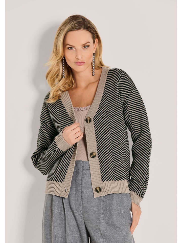 

MADELEINE Шерстяной кардиган с V-образным вырезом, цвет капучино/черный