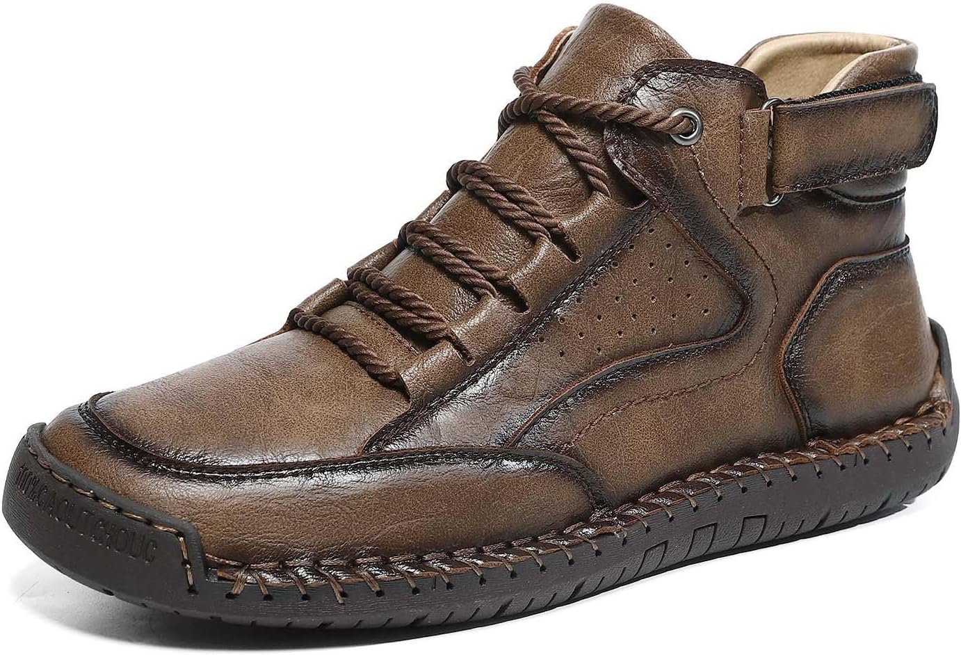 

Мужские повседневные ботинки на плоской подошве с шнуровкой, высокие, для прогулок на открытом воздухе, повседневного отдыха и работы Generic, хаки