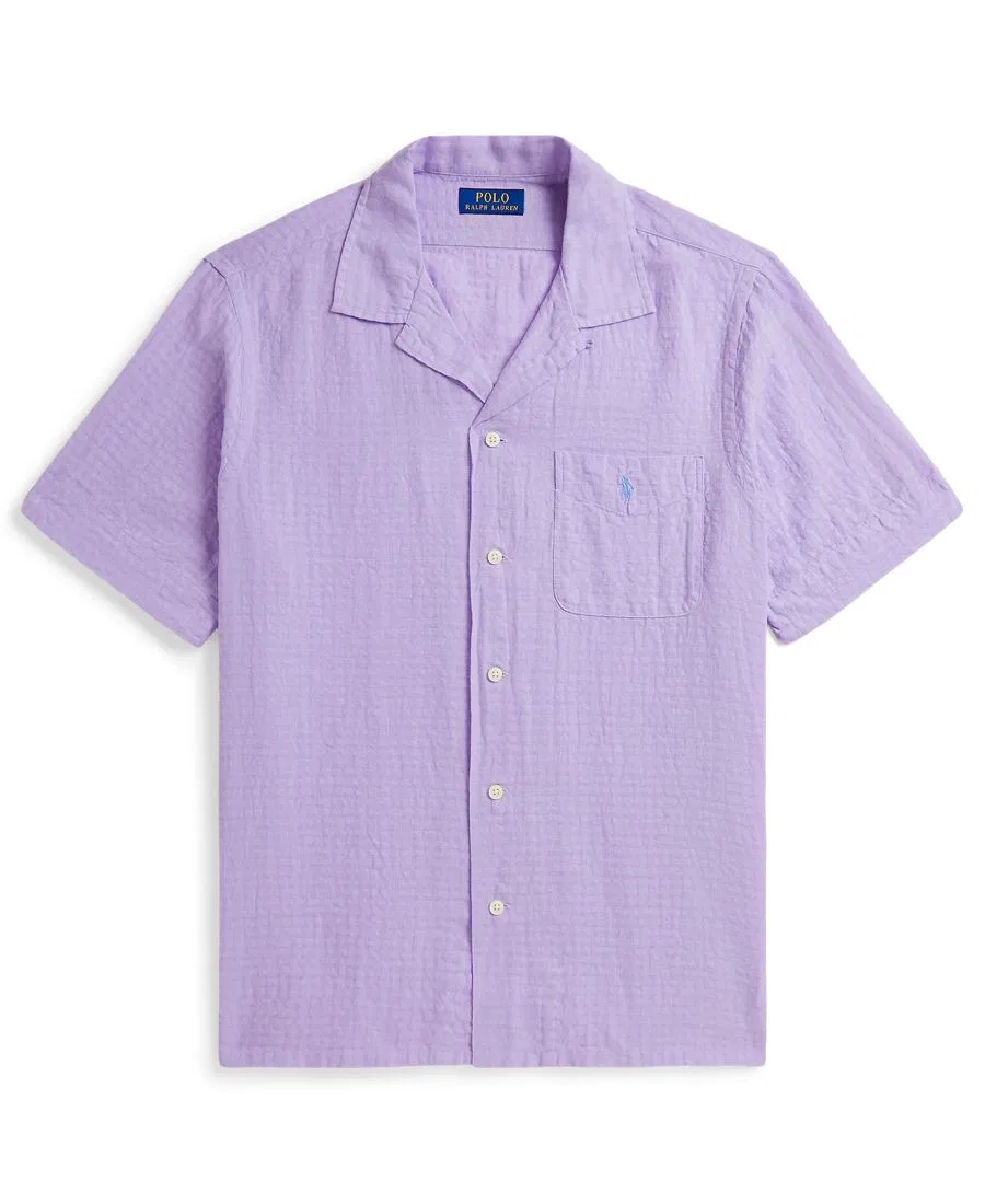 Классическая рубашка из сирсакера из льняной смеси Polo Ralph Lauren, фиолетовый