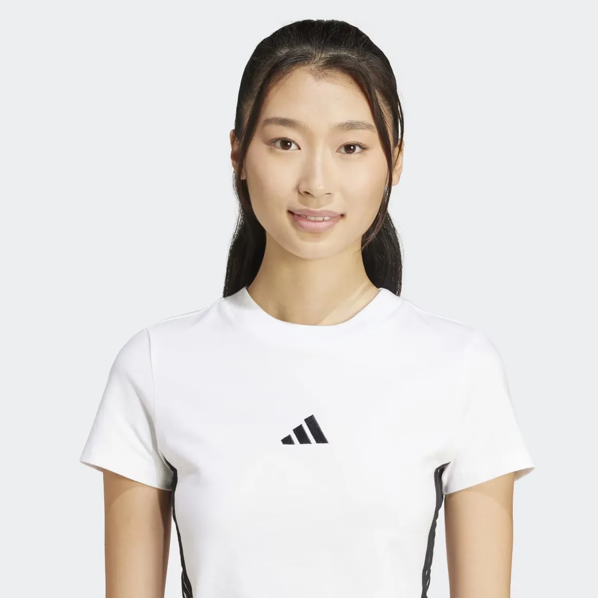 Женская футболка Essentials Slim Baby 3 полоски Adidas, белый — фото 3