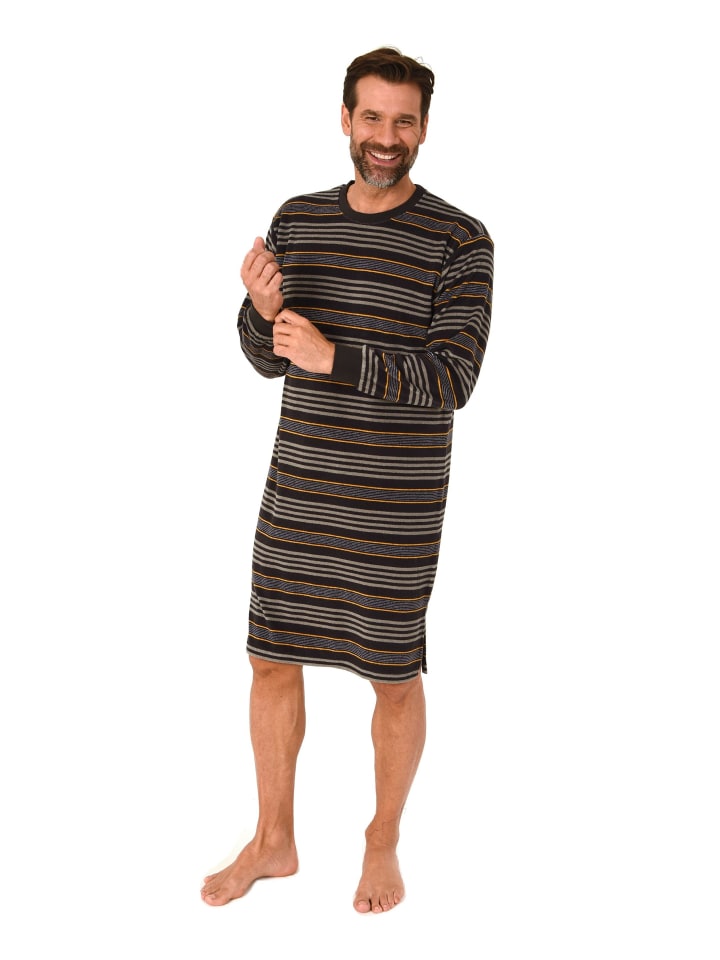 

Ночная рубашка с длинными рукавами и махровыми манжетами оранжевого цвета NORMANN