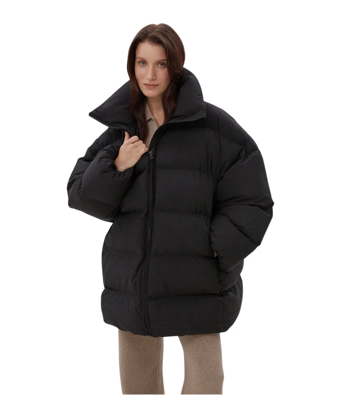 

Черная стеганая пуховая куртка с высоким воротником Estro, черный