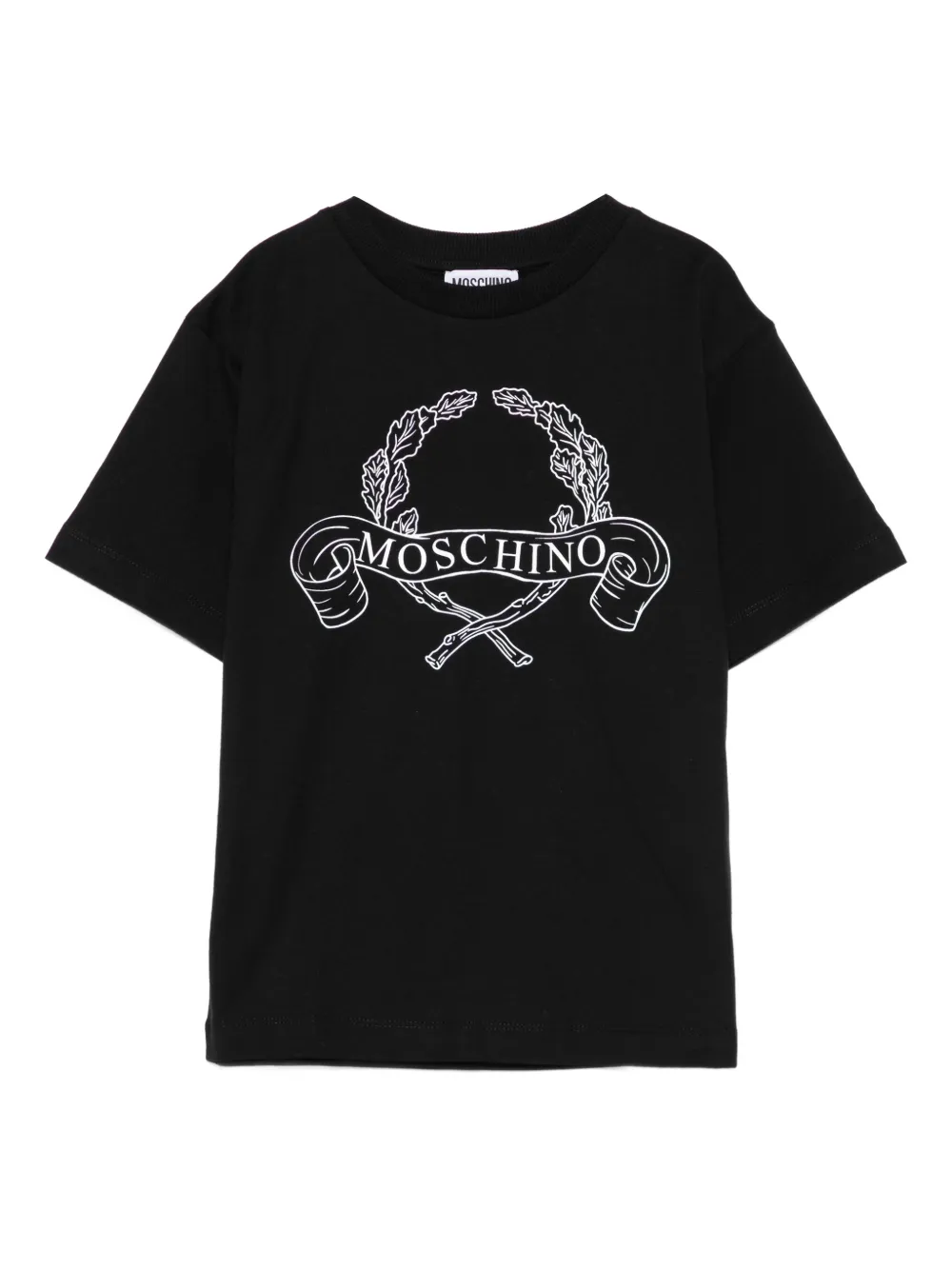 

Футболка с логотипом лаврового венка Moschino Kids, черный