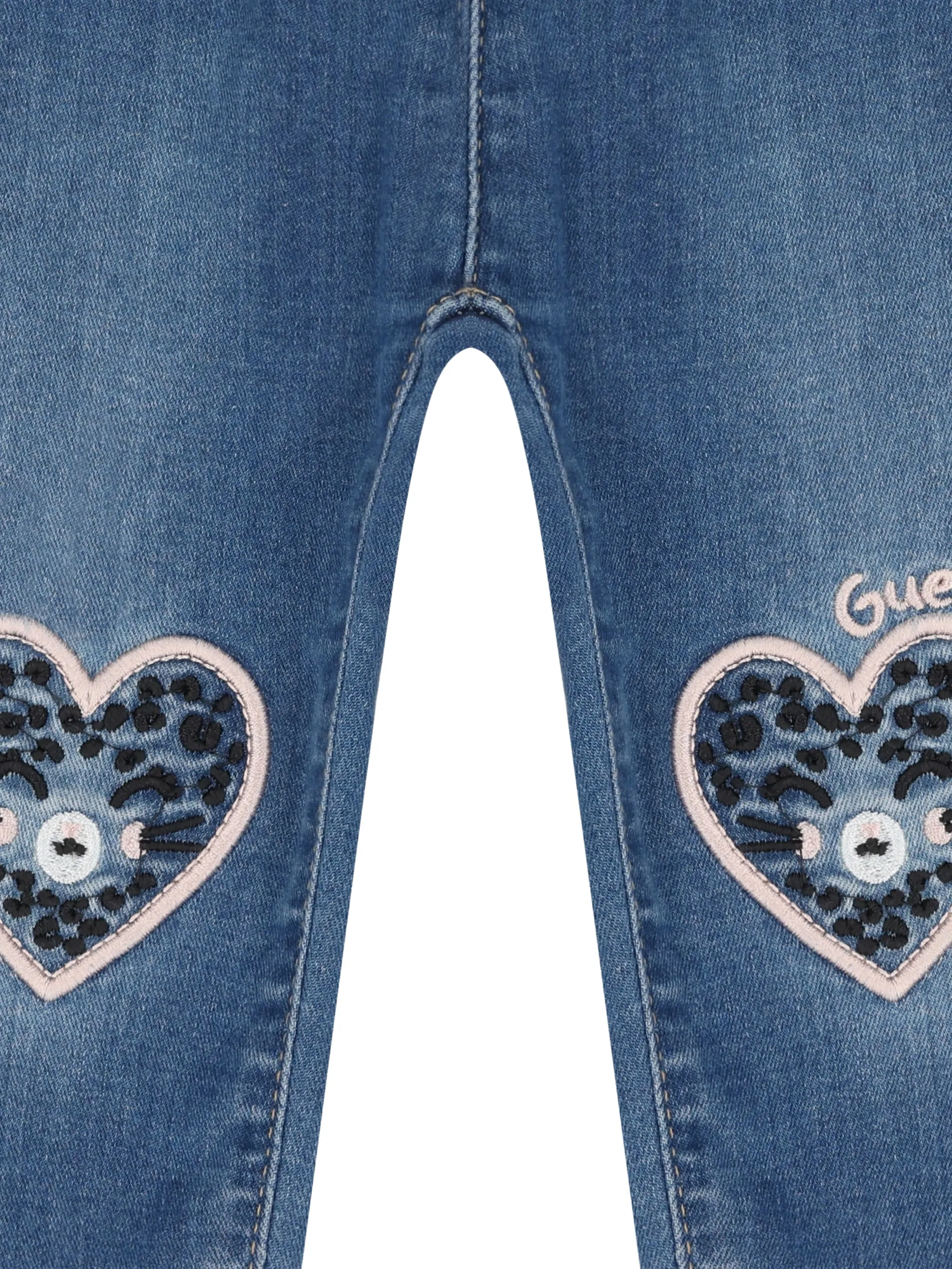 Декорированные джинсы Guess Kids, синий — фото 3