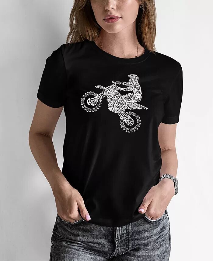

Женская футболка Word Art Freestyle Motocross LA Pop Art, черный