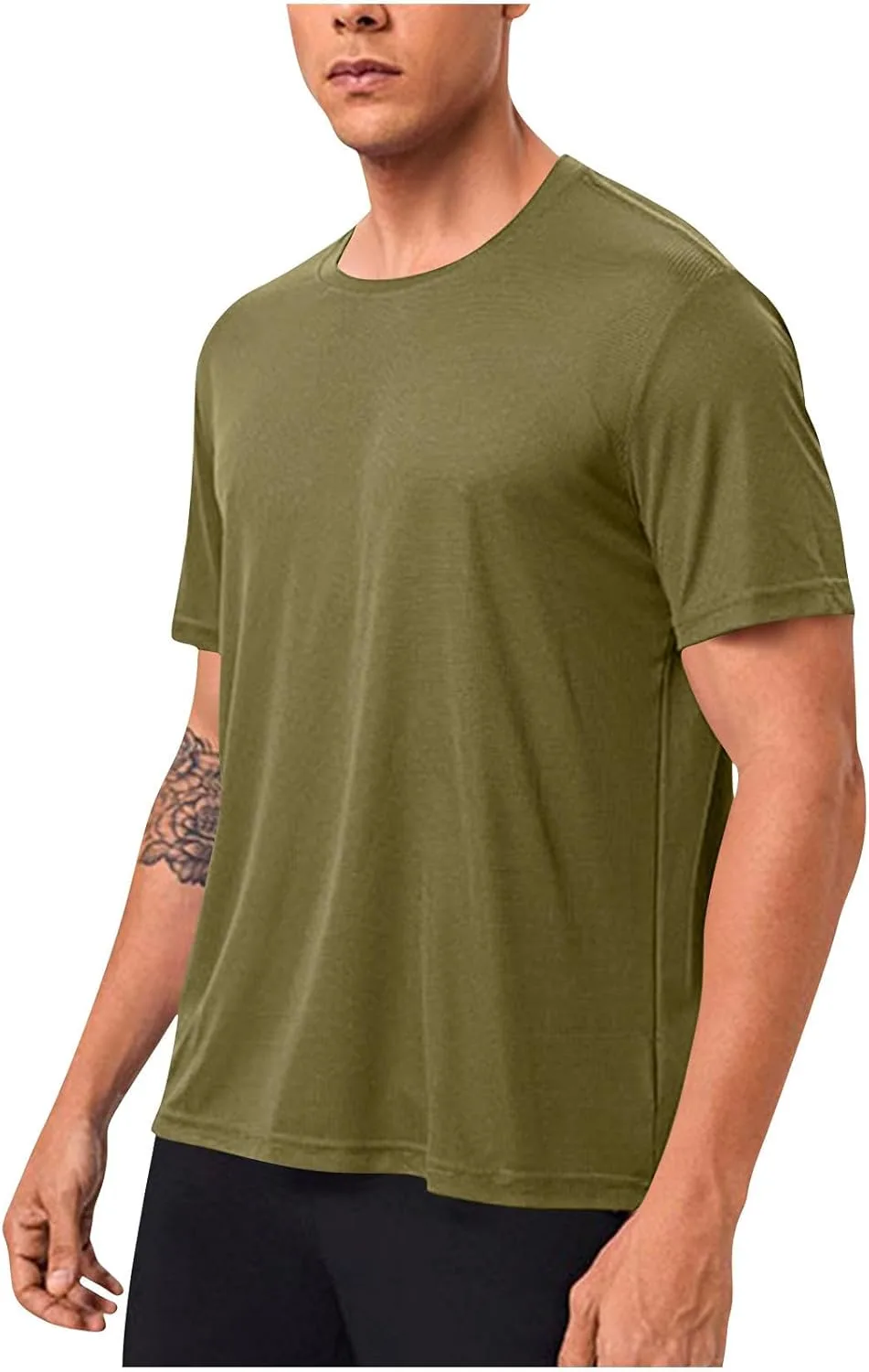 Мужская однотонная футболка для спорта, Stretch Casual с коротким рукавом и круглым вырезом