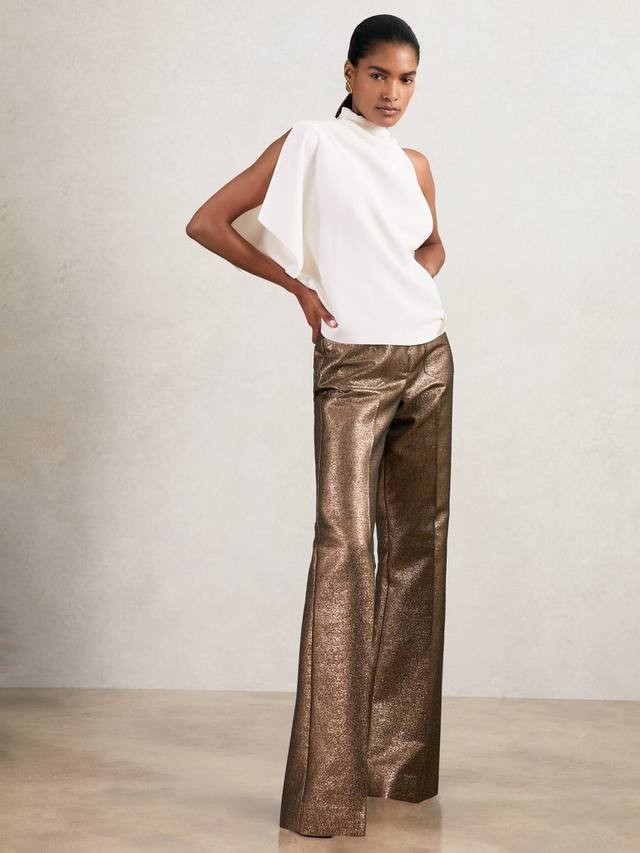 

Сиенна брюки расклешенные приталенные из хлопковой ткани с металлическим отливом Reiss