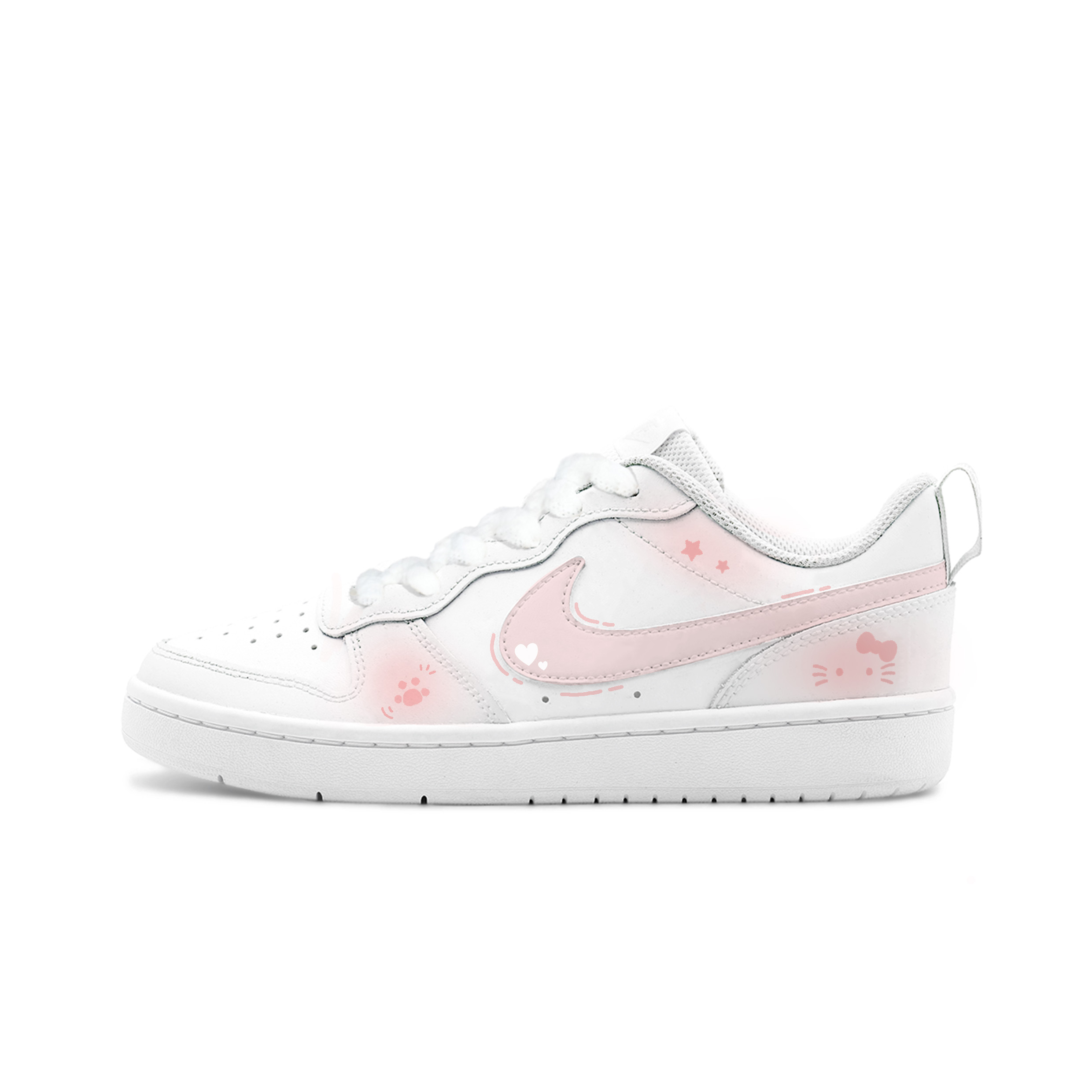 

Court Borough Big Fish Manufacturing, Spring Meow Language кожаные устойчивые к истиранию дышащие низкие кроссовки Nike, розовый