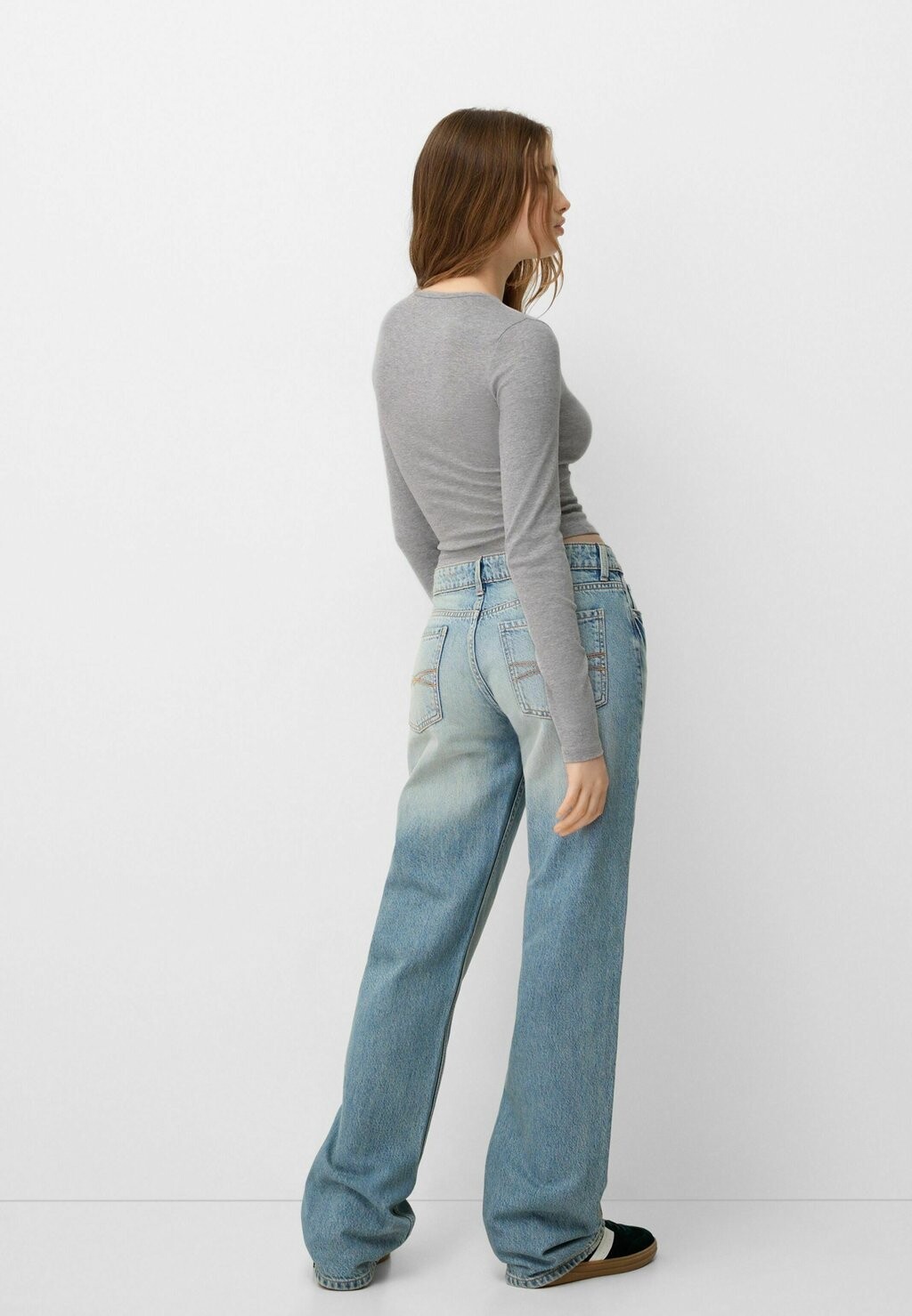 

Топ с длинными рукавами ROUND NECK PACK OF 2 Bershka, светло-серый