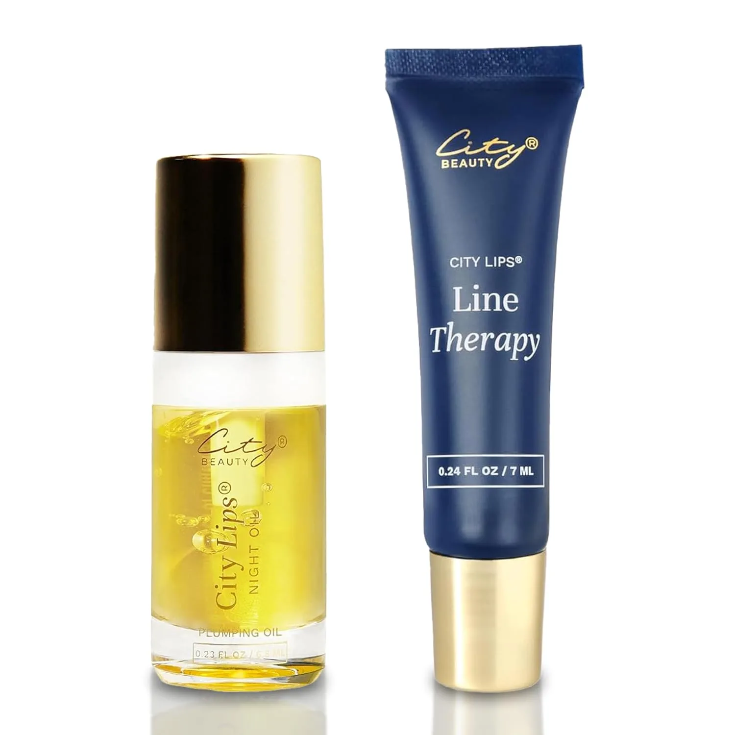 Набор City Beauty Lip Fix Bundle - Line Therapy 0.24 унции и Night Oil 0.23 унции - двойная антивозрастная помада для гладких, увлажненных и молодых губ.