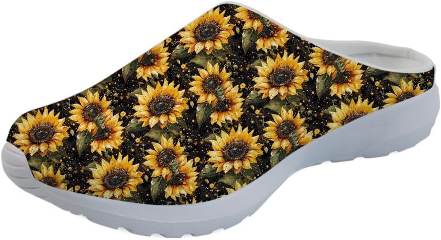 

Forchrinse Южноиндийские африканские слипоны-ходунки для мужчин и женщин, садовые сабо, медицинская обувь, дышащие, Sunflower
