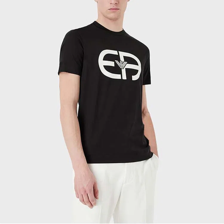 Футболка Pre Owned с принтом логотипа EMPORIO ARMANI, Black — фото 3