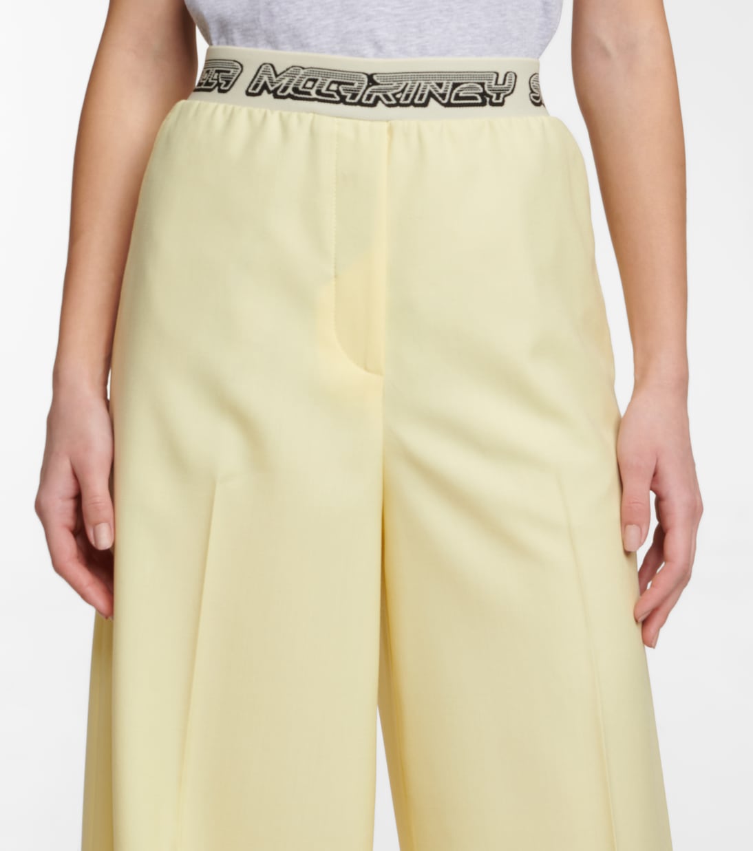 Шерстяные брюки-палаццо с высокой талией Stella McCartney, Sherbet Yellow — фото 4