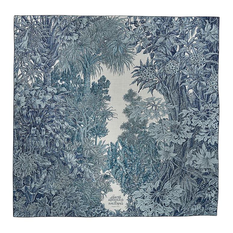 

HERMES Кашемировый шелковый шарф унисекс синий, Blue