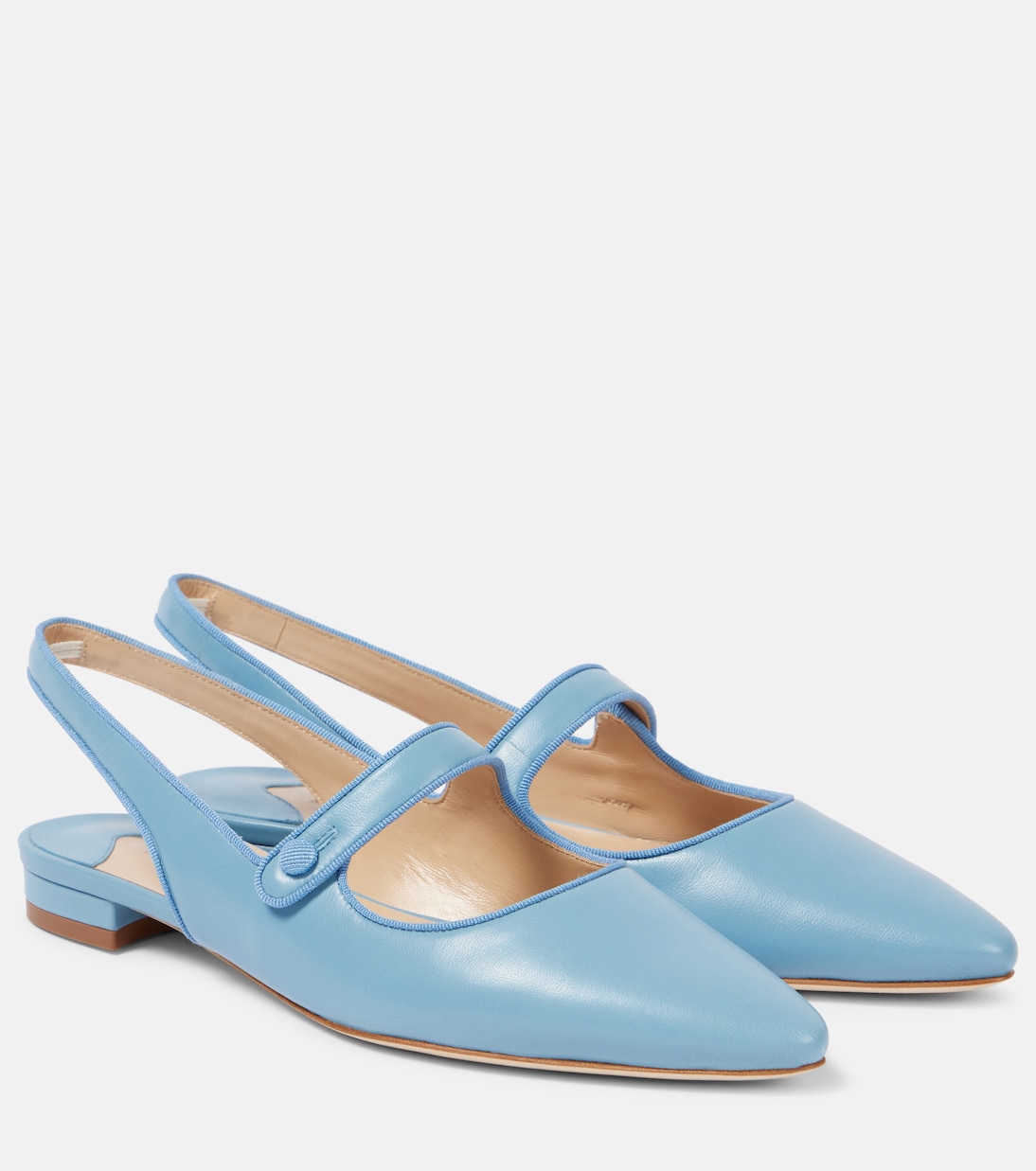 Кожаные балетки Campariflatsli на ремешке Manolo Blahnik, синий