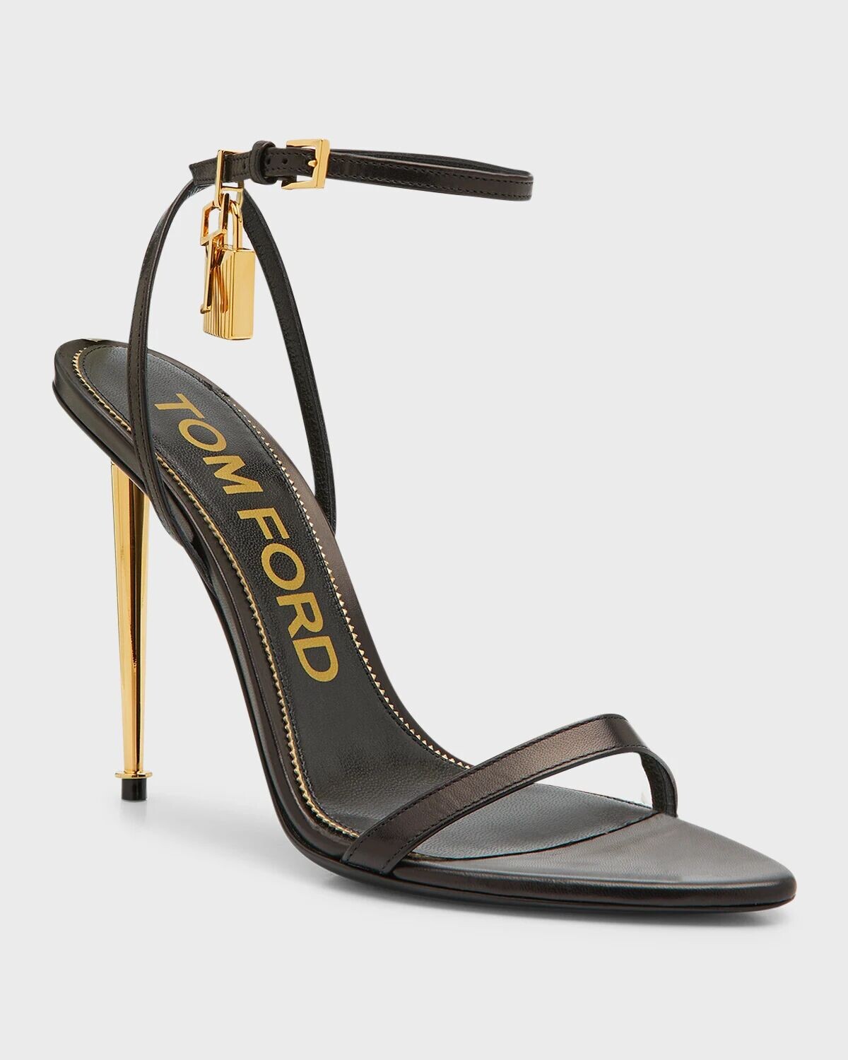 Сандалии на шпильке с замком TOM FORD, цвет Black — фото 4