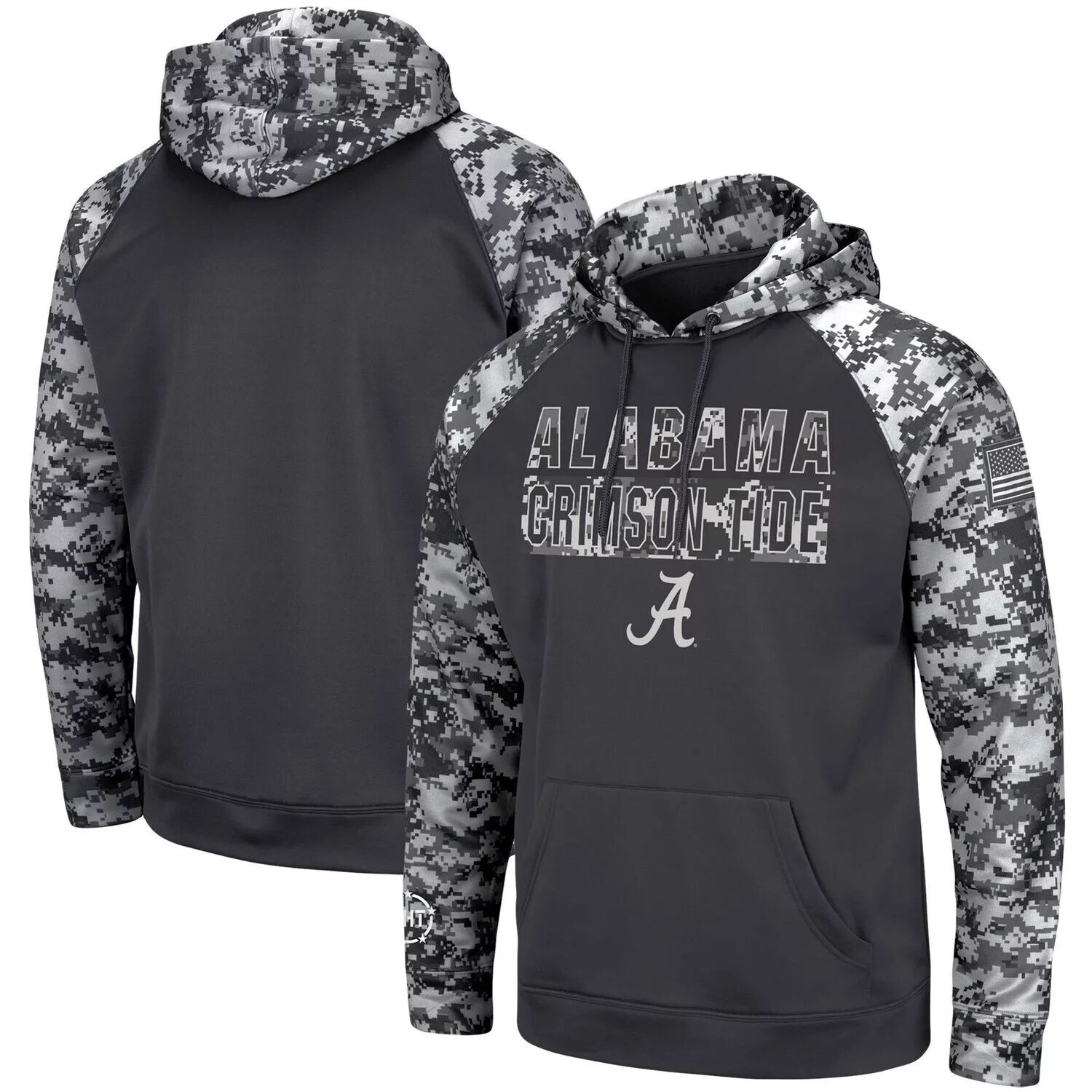 

Мужской Colosseum Charcoal Alabama Crimson Tide OHT Военный пуловер с капюшоном и цифровым камуфляжем
