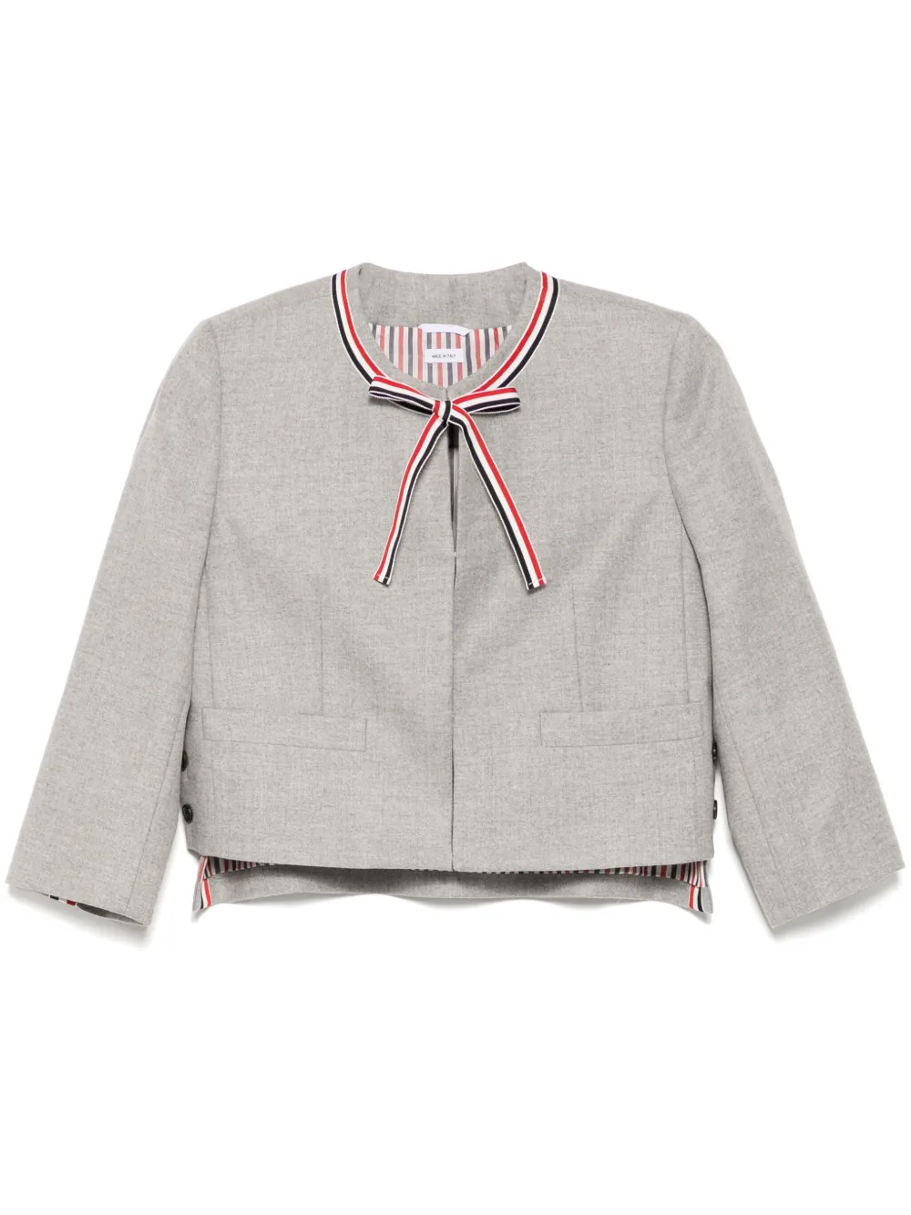 

Укороченный фланелевый жакет THOM BROWNE, серый