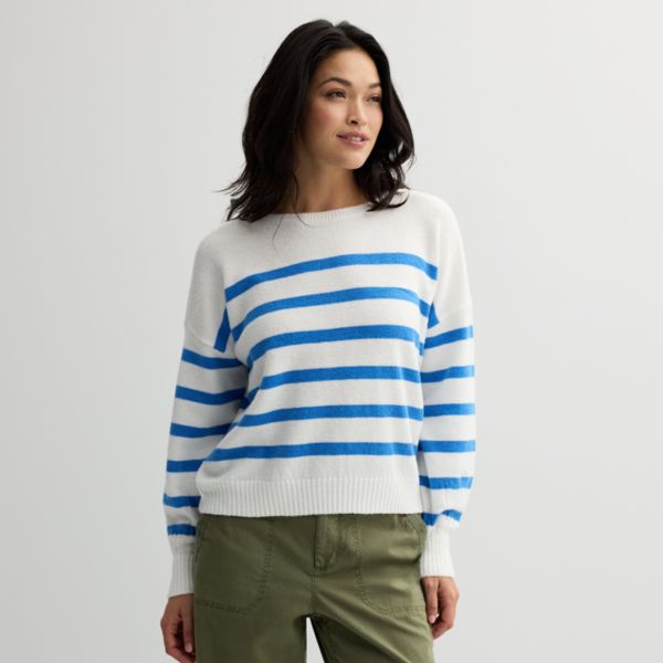 

Женский свитер с рукавами-фонариками Sonoma Goods For Life, цвет ivory cerulean stripe