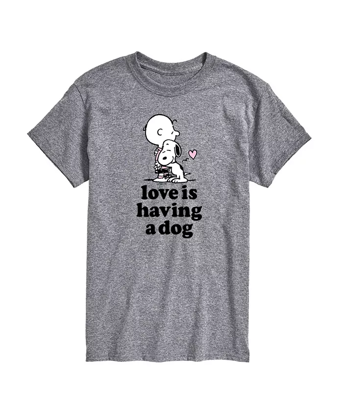 

Мужская футболка с коротким рукавом Peanuts Love Is Having a Dog AIRWAVES, серый
