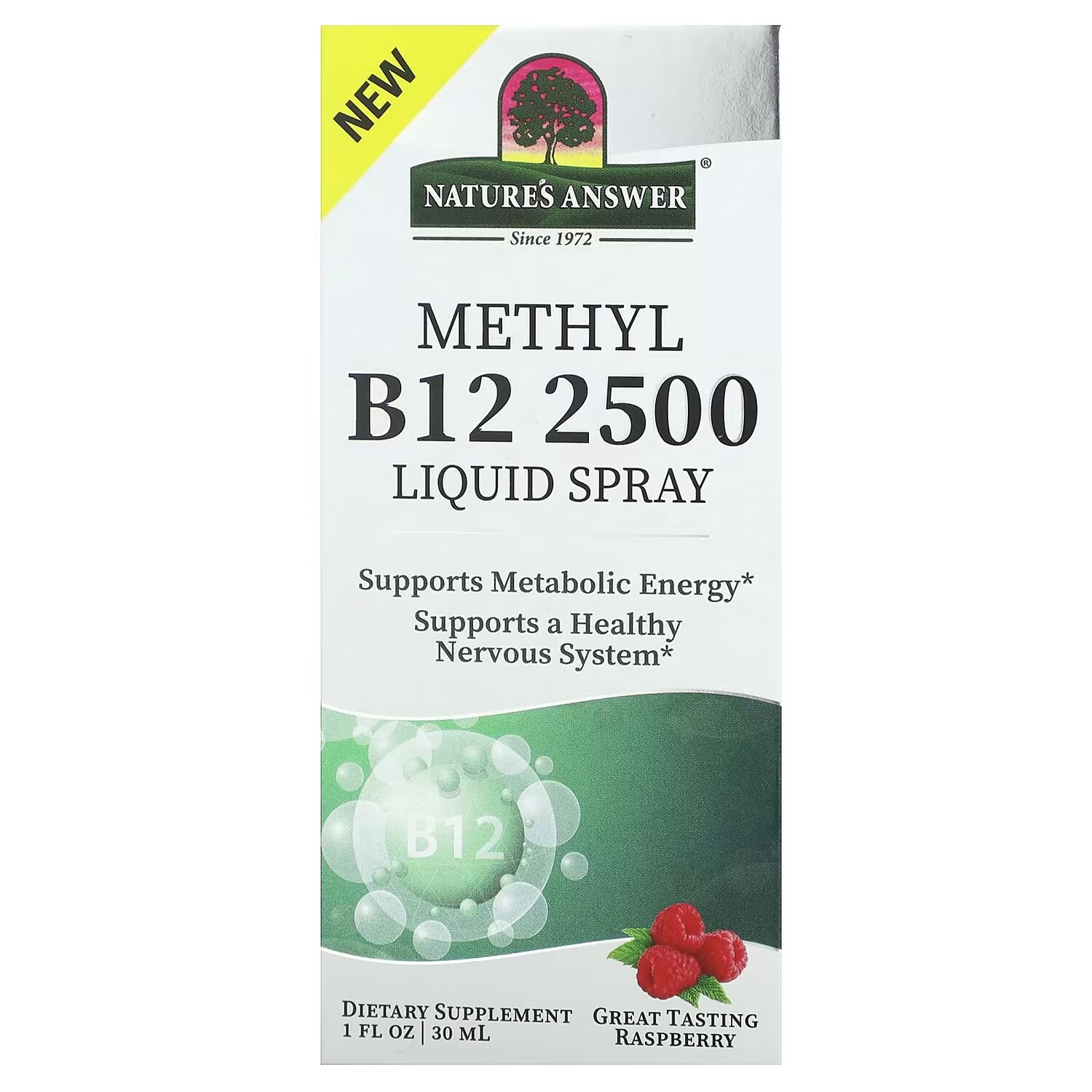 

Жидкий спрей Nature's Answer Mmethyl B12 с малиной, 30 мл