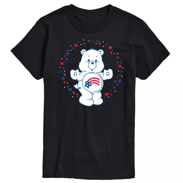 

Мужская футболка Care Bears America Stars Hearts с графическим принтом Licensed Character, черный