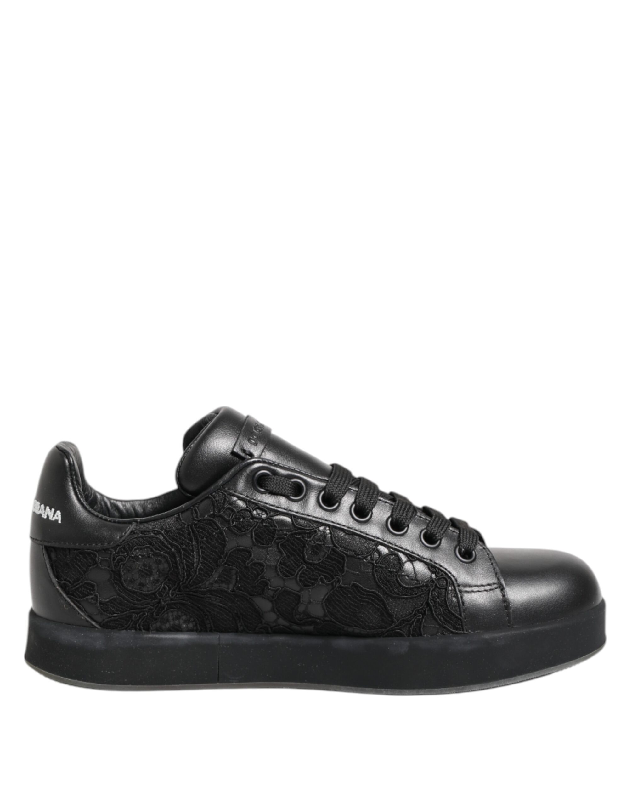 Черные низкие кеды с цветочным кружевом Dolce & Gabbana, черный