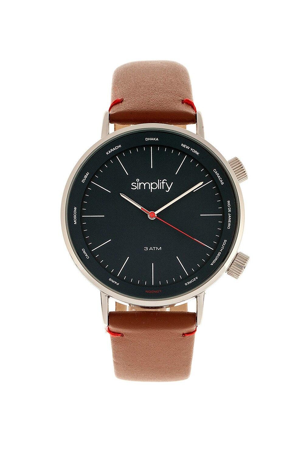 

Часы 3300 с кожаным ремешком Simplify, темно-синий