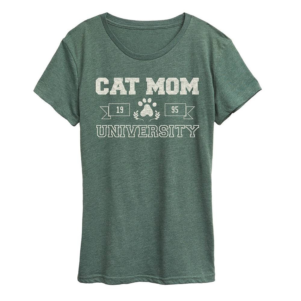 

Женская футболка с рисунком Cat Mom University Licensed Character, цвет Heather Green