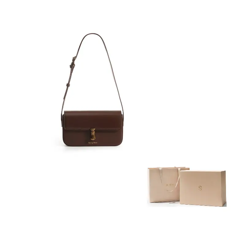 

Simedin Кожаная сумка через плечо женская темно-коричневая темно-черная экрю, Dark Coffee