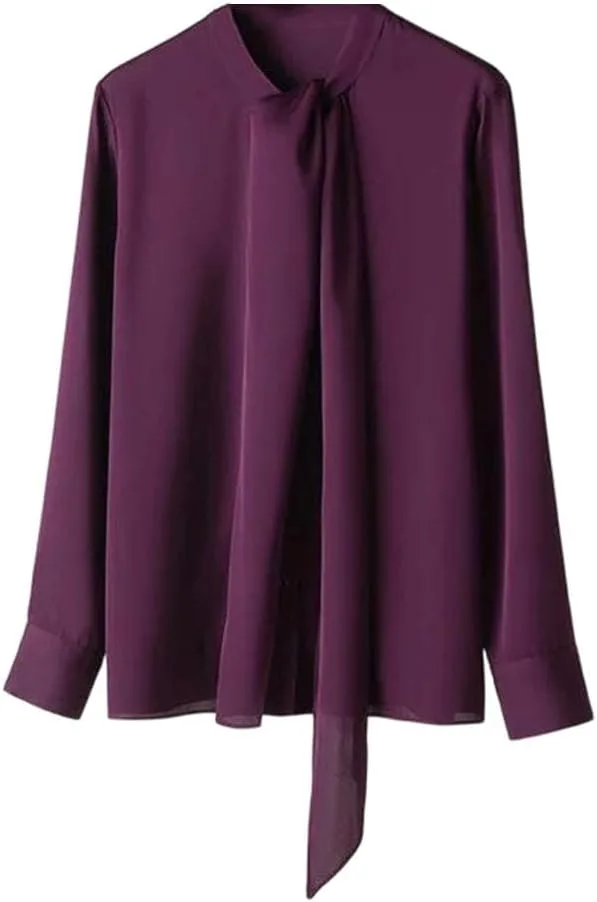 

Женская шелковая блузка с бантом для офиса