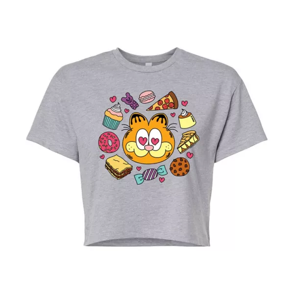 

Укороченная футболка с изображением еды Гарфилда от Juniors Licensed Character, серый