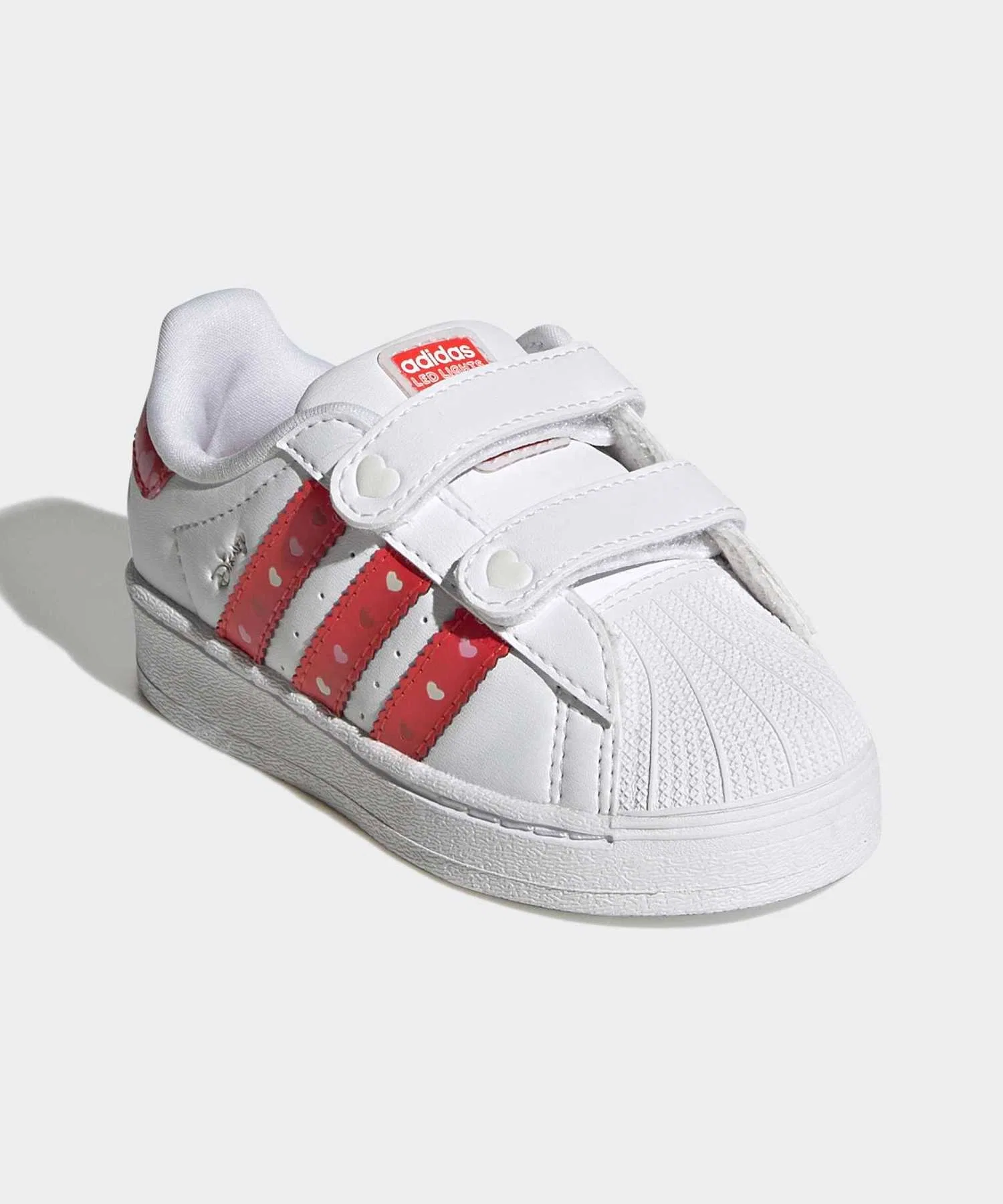 Детские кроссовки adidas Disney Superstar LED Lights с LED подсветкой бело-красные — фото 4