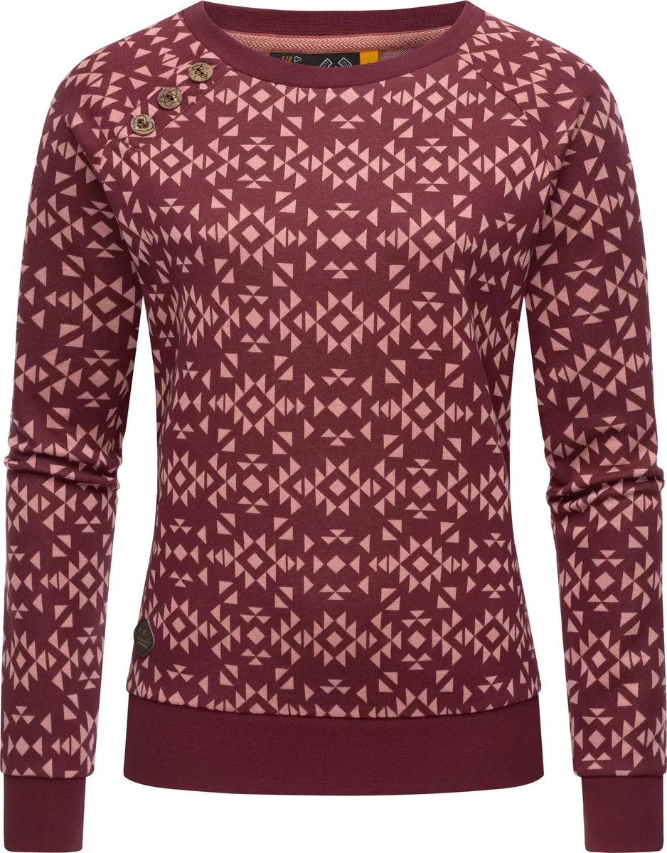 

Свитер Ragwear с круглым вырезом "Darria Aztec", легкий женский свитер с классным принтом, красный