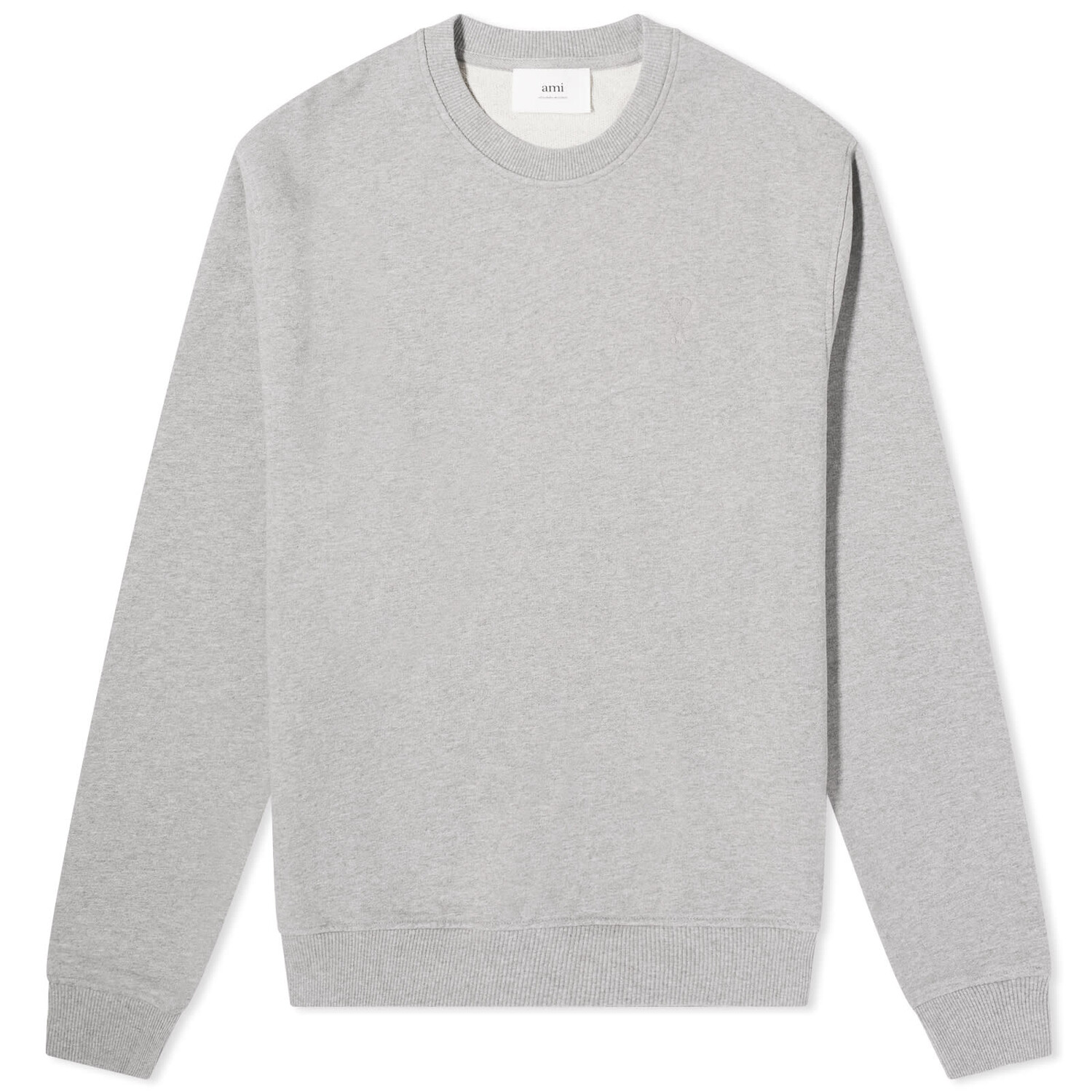 

Свитер Ami Paris Tonal Heart Crew Sweatshirt, цвет Heather Grey