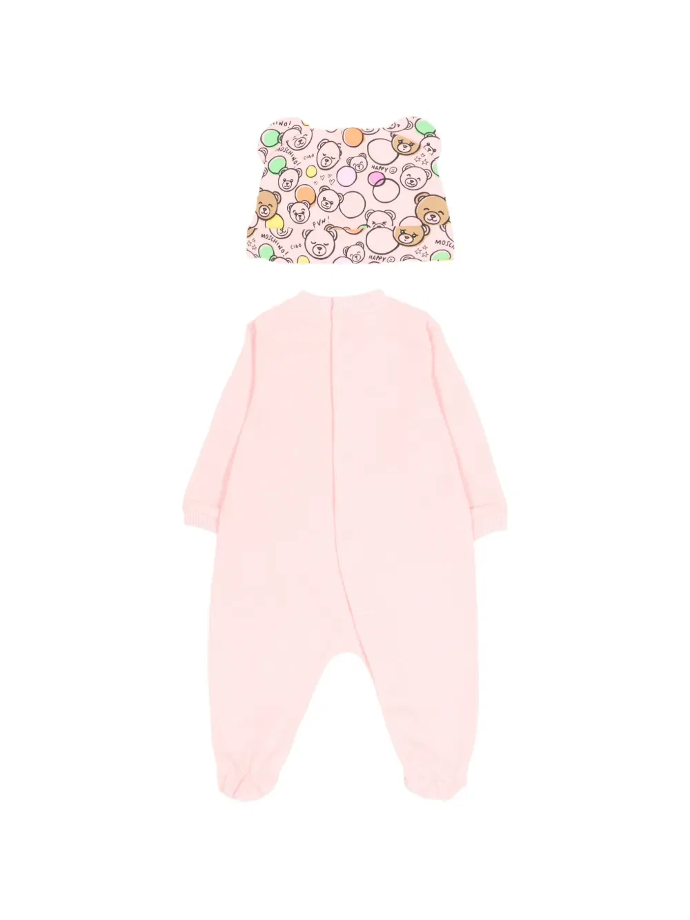 Комплект детского комбинезона с медвежьим принтом Moschino Kids, розовый — фото 2