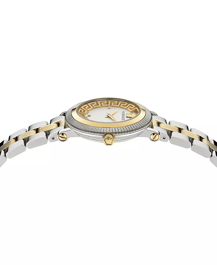 Женские наручные часы Swiss Greca Flourish с двухцветным браслетом из нержавеющей стали, 35 мм Versace — фото 2